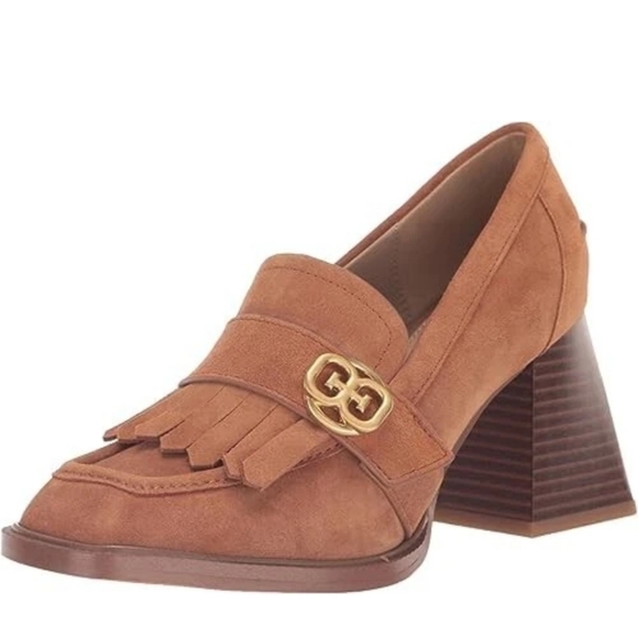 NWOT Ladies Sam Edelman Heeled Loafer-Size 9-Suede Brown-3" Block Heel - Picture 1 of 13
